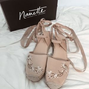 NEW light pink tie up espadrilles